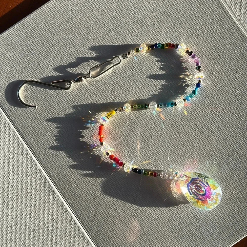 ✨ Handmade rainbow crystal suncatcher w crystal prism 🌈🌞 Window or Car decor - Picture 7 of 9
